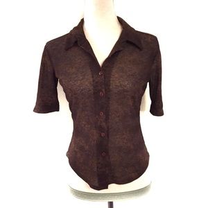 Evolution Blouses  Brown Button Down